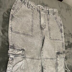 Denim Co Primark Cares Women's Dark Gray Cargo Jeans Size 6 | High Rise